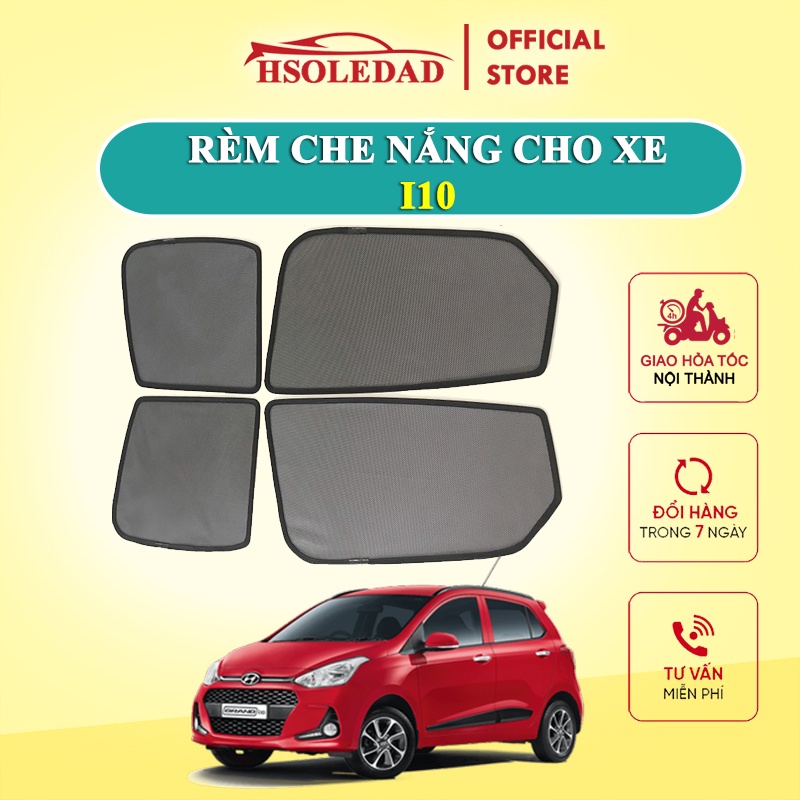 Rèm che nắng nam châm cho xe Hyundai i10, bộ 4 tấm cho 4 cửa, hàng loại 1 cao cấp nhất, vừa khít kính