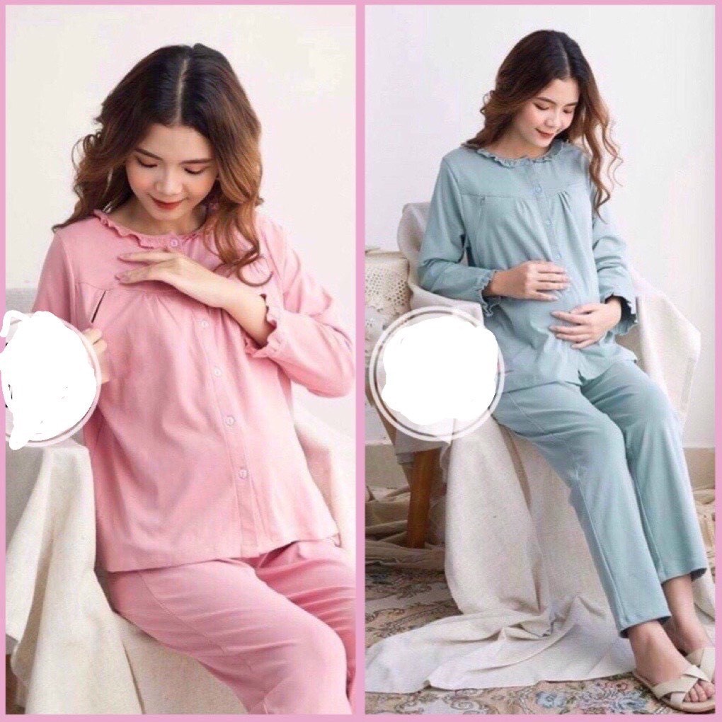 Bộ đồ bầu và sau sinh COTTON CỔ BÈO nhỏ xinh xắn tươi trẻ BD919