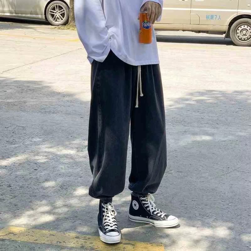 Quần Jeans Ống Rộng Màu Trơn Thời Trang Hàn Quốc Cho Nam