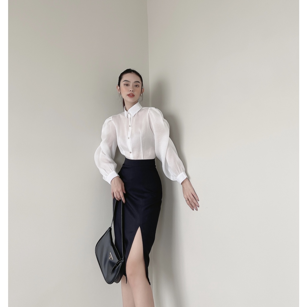 Set Sơ Mi Trắng Chân Váy Đen Công Sở -K822