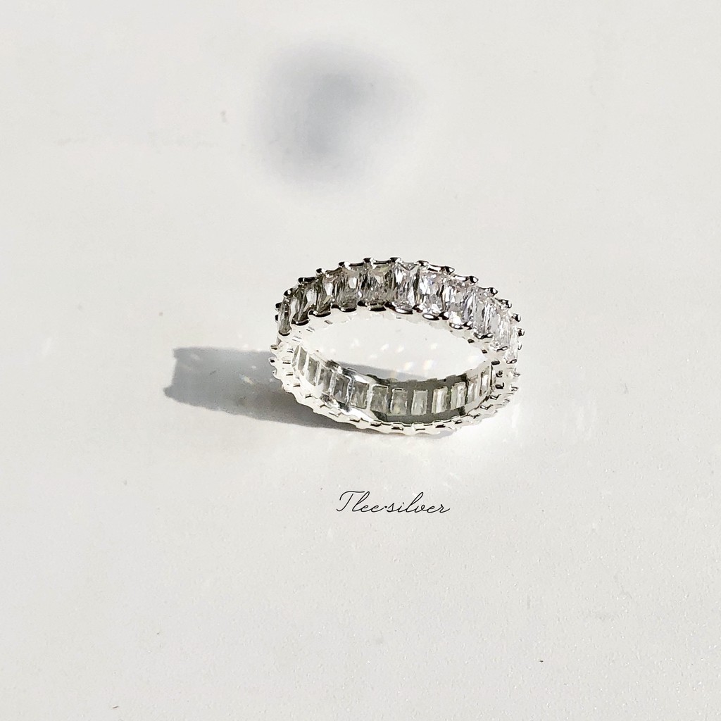 Nhẫn bạc TLEE nạm đá chữ nhật kết cao cấp TleeJewelry A0160