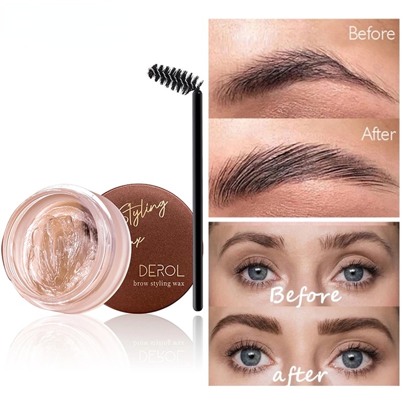 Gel Định Hình Lông Mày 3D DEROL Kháng Nước Không Nhòe Lâu Trôi Kèm Cọ