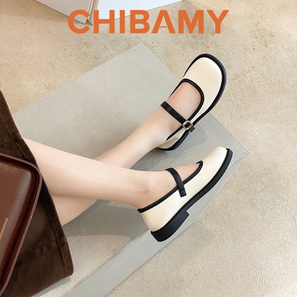 Giày búp bê nữ Viền Basic CHIBAMY đế bằng, chất da mềm, giày lolita phong cách cổ điển