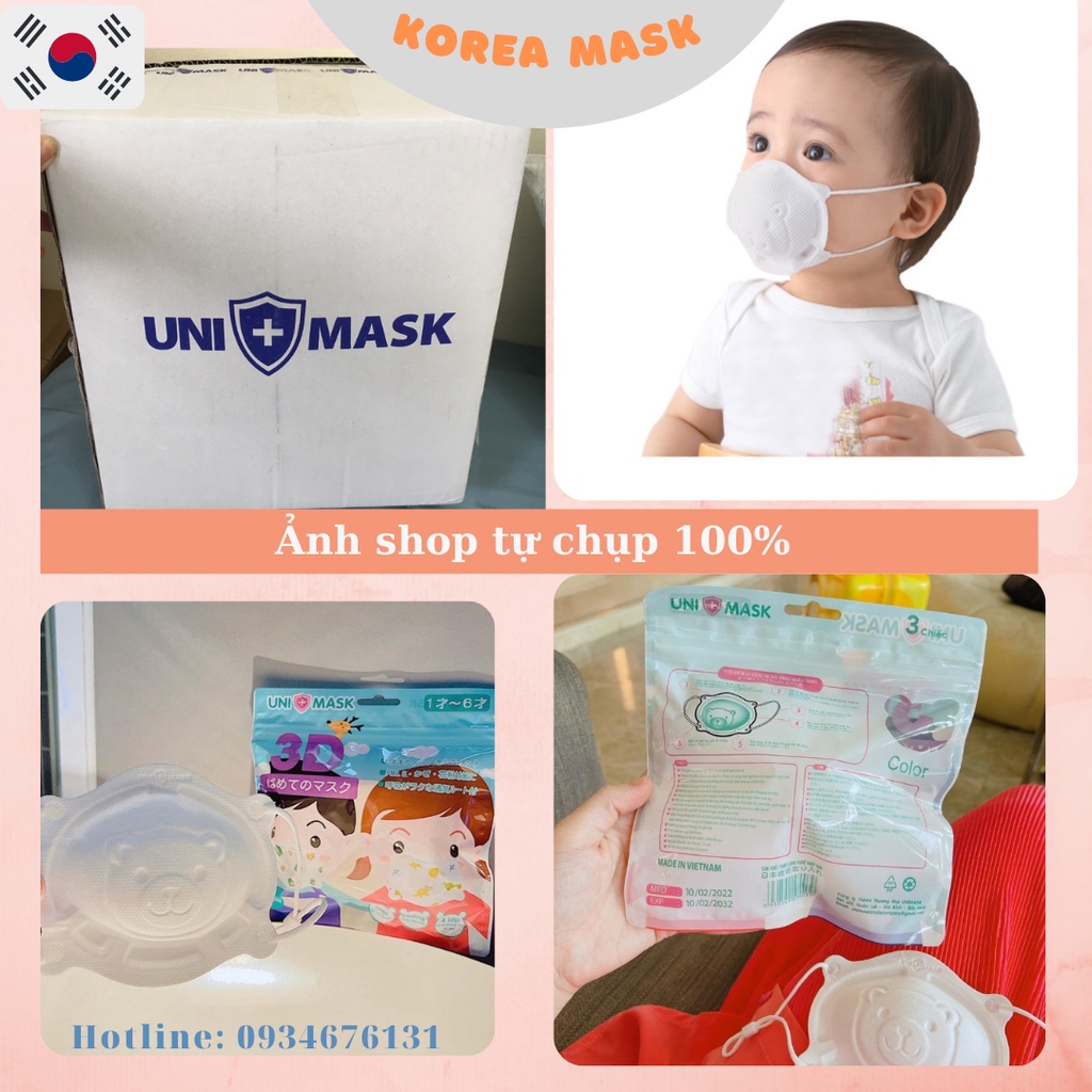 SỈ THÙNG 36 CÁI KHẨU TRANG GẤU SƠ SINH UNI MASK CHO BÉ TỪ 1-3 TUỔI, CÓ QUAI ĐIỀU CHỈNH ĐỘ DÀI CHO BÉ NHỎ