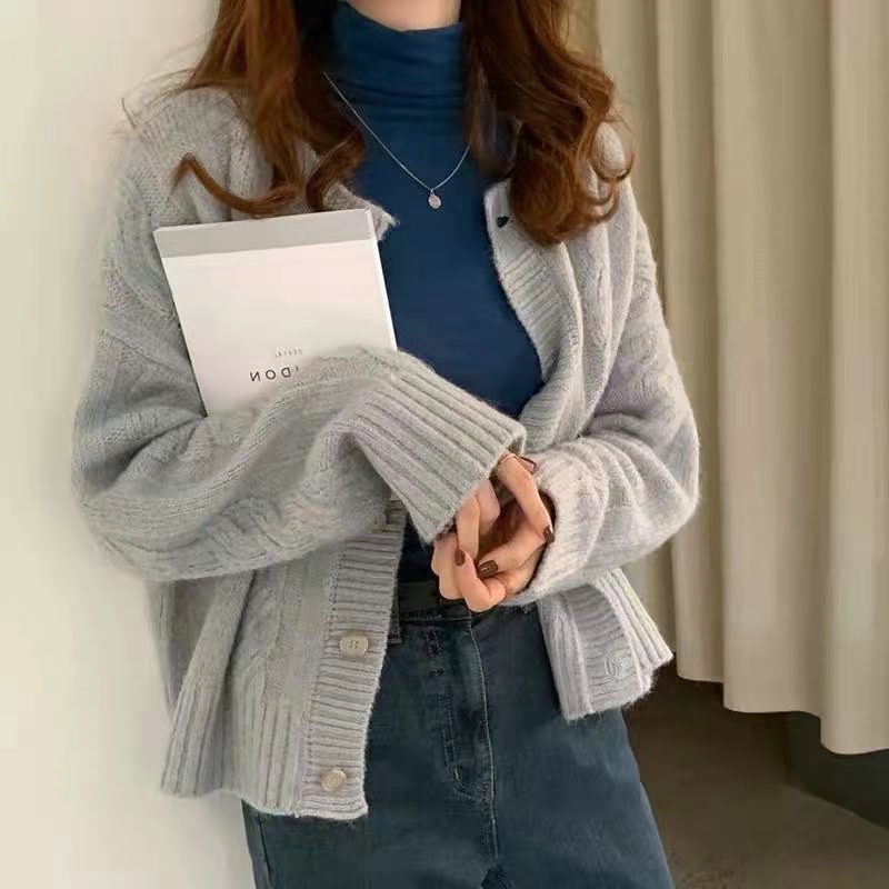 Áo len nữ cardigan khoác cardigan dệt kim vải nhung mềm phong cách retro cho nữ