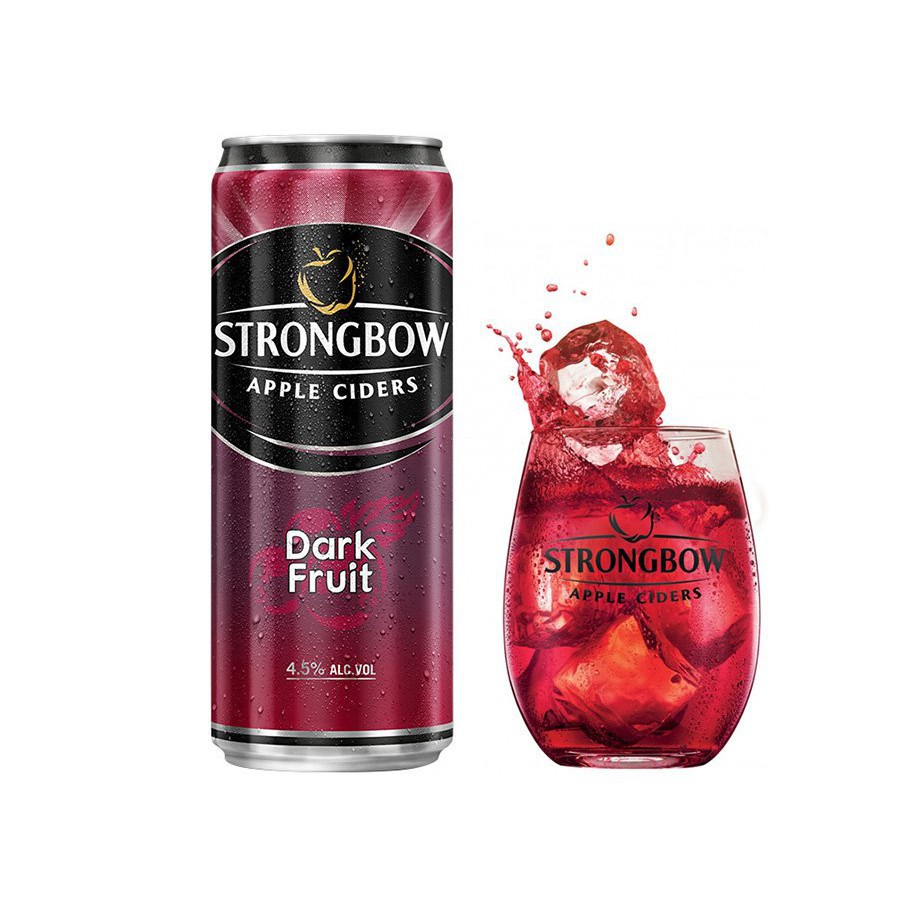 lon nước táo lên men Strongbow vị Darkfruit 330ml hsd 2021