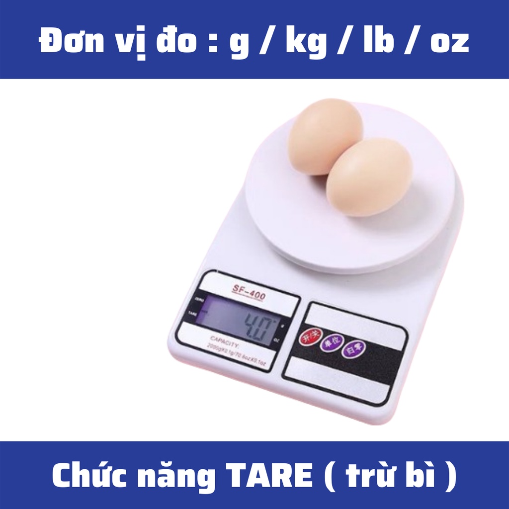 Cân Tiểu Ly SF400 - Cân Điện Tử Nhà Bếp Định Lượng 1g - 5kg Độ Chính Xác Cao Nhỏ Gọn Làm Bánh Mini Cân Tiểu Li Pin AA