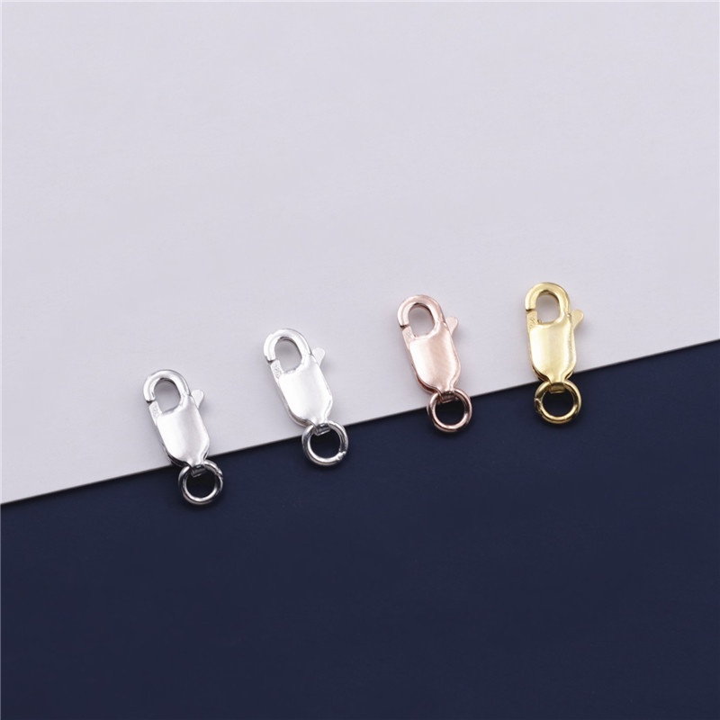 Khóa Lò Xo Bằng Bạc Sterling S925 Hình Chữ Nhật Dùng Làm Vòng Tay / Dây Chuyền Thủ Công DIY