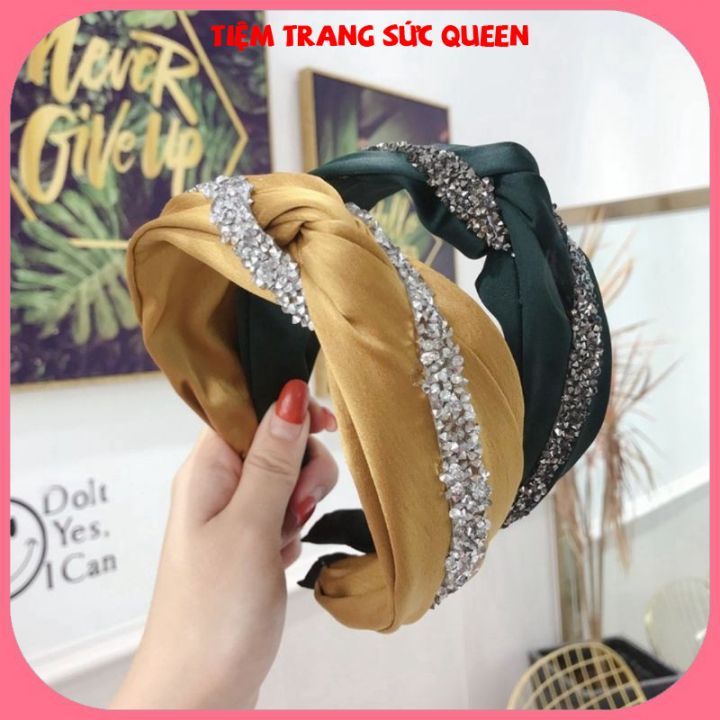 Băng Đô Cài Tóc Chất Liệu Vải Đính Đá Xinh Xắn