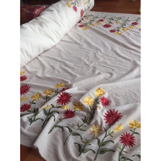 vải thô thêu màu