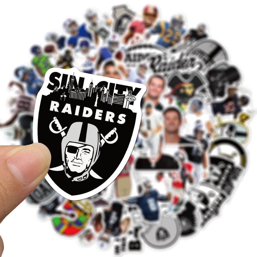 Set 50 miếng sticker hình đội bóng bầu dục Oakland Raiders graffiti dán trang trí chống thấm