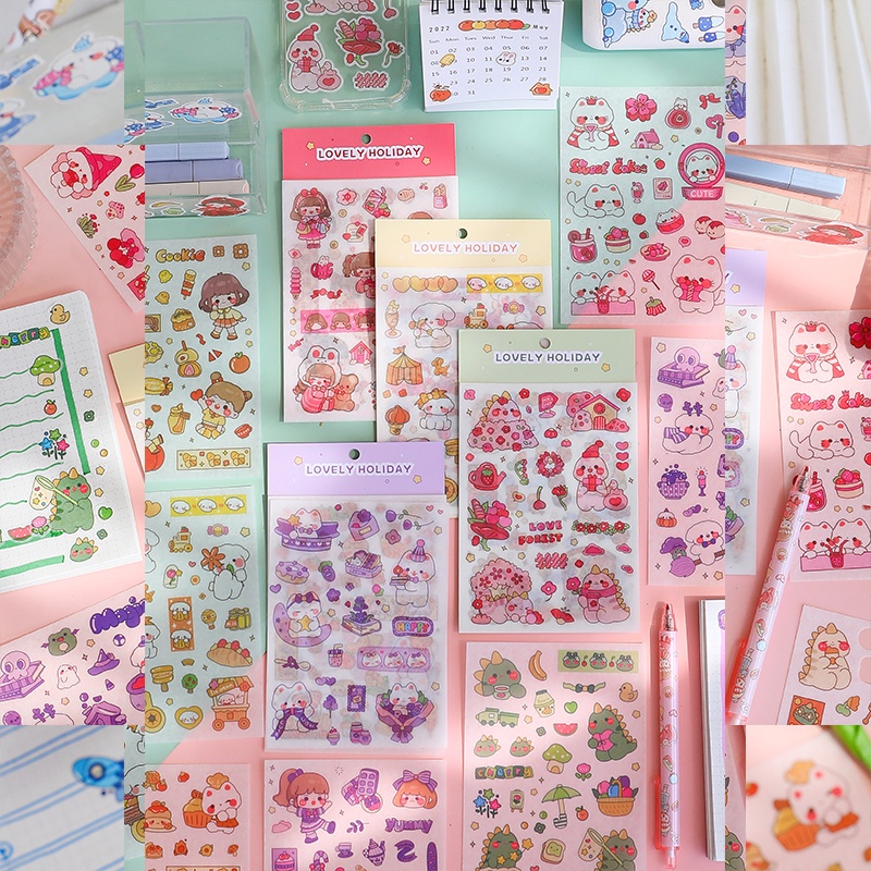 Set 4 Tấm Sticker Dán Trang Trí Họa Tiết Hoạt Hình Dễ Thương