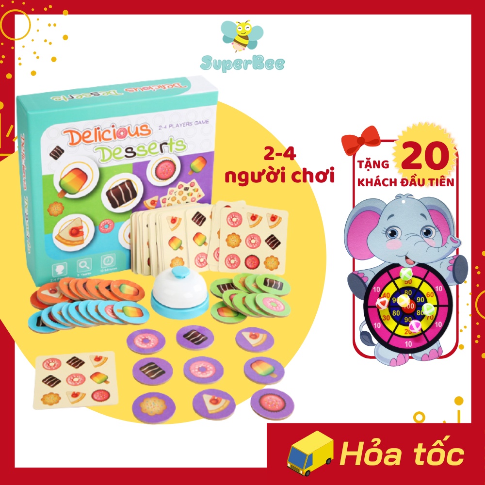 Đồ Chơi Xếp Hình Bánh Ngọt Kèm Chuông, Game Tương Tác, Thẻ Gỗ Và Giấy, Phát Triển Kỹ Năng Cơ Bản SuperBee