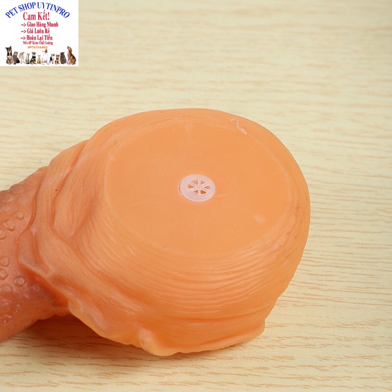 Đồ chơi cho Chó Hình đùi gà Dài 20cm Phát ra tiếng kêu Chất liệu nhựa dẻo, An toàn, Giúp thú cưng thư giãn Không cắn phá