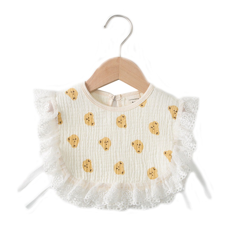 Yếm Cổ Lá Sen Chất Liệu Cotton Phối Ren Xinh Xắn Cho Bé