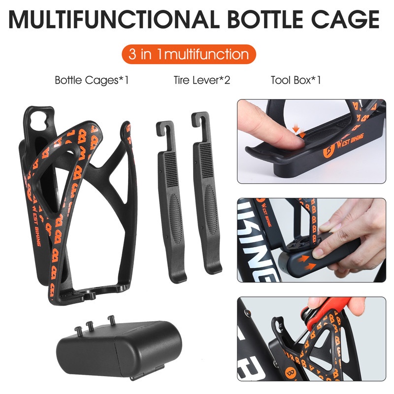 Bộ 2 phụ kiện bẩy lốp và lồng giữ bình nước WEST BIKING dành cho xe đạp
