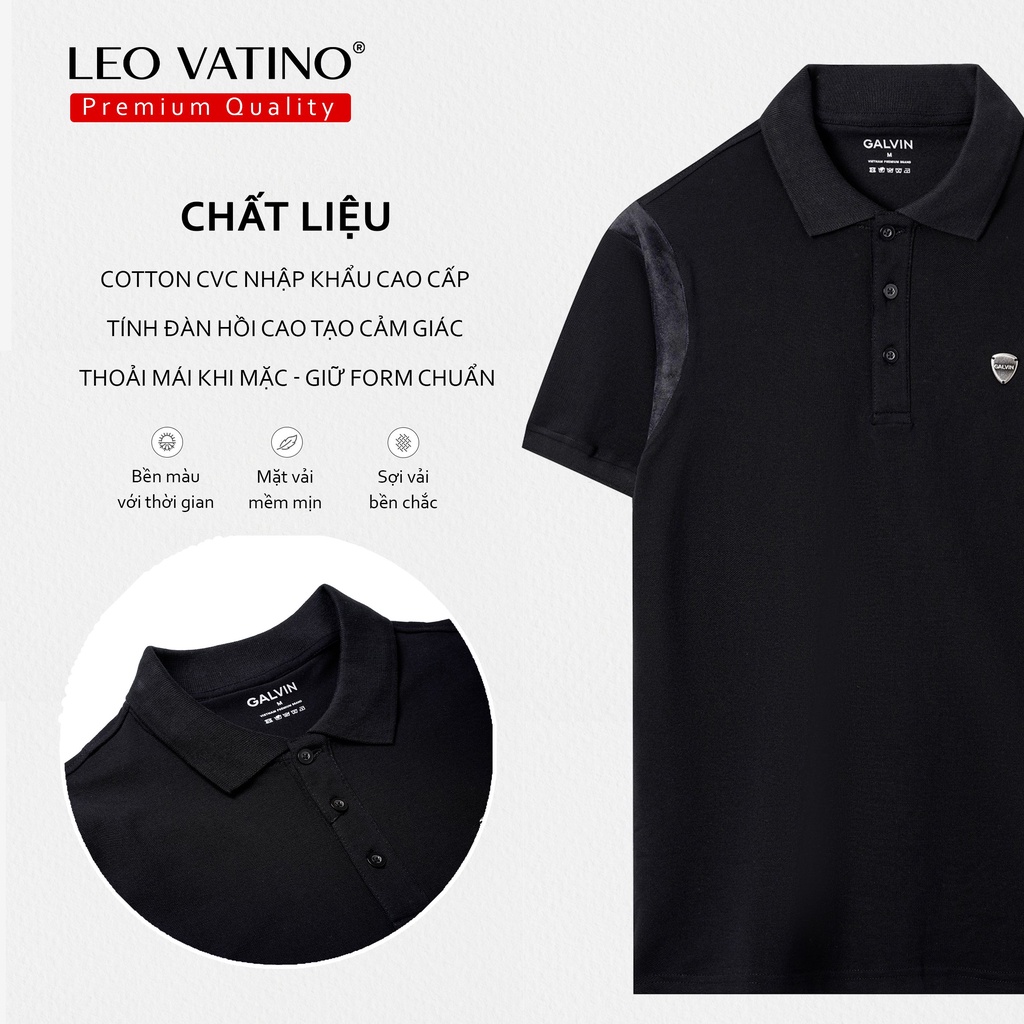 Áo polo nam Galvin Premium cotton cao cấp 95% Teddy phối viền cổ gắn tag Hợp kim Aluminum PR02 thun cổ bẻ - Leo Vatino | BigBuy360 - bigbuy360.vn