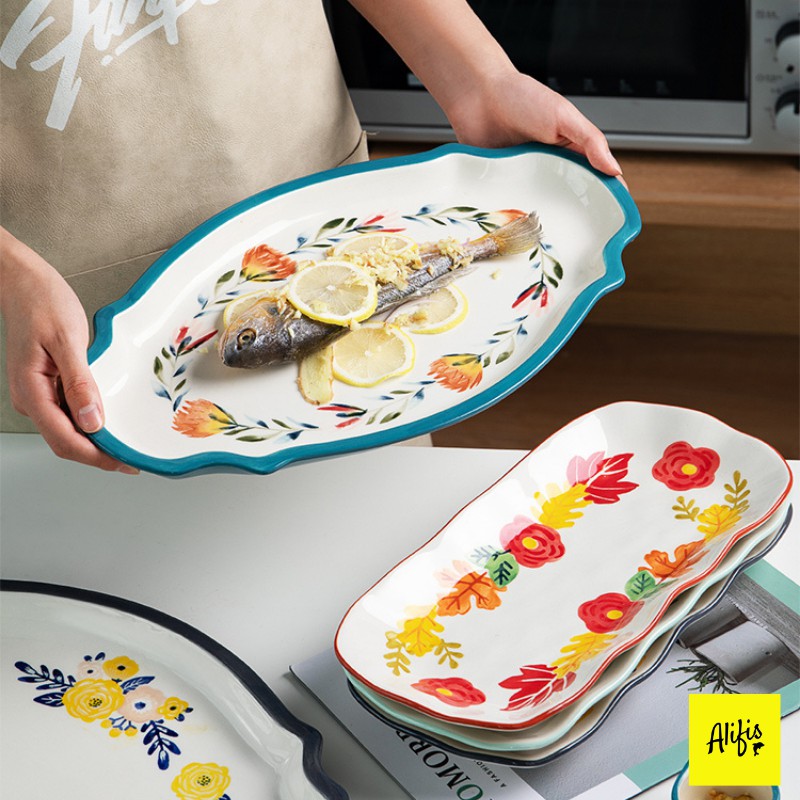 Đĩa sứ, đĩa sứ decor họa tiết hoa bốn mùa xinh xắn nhiều kích thước – Trang trí bàn ăn