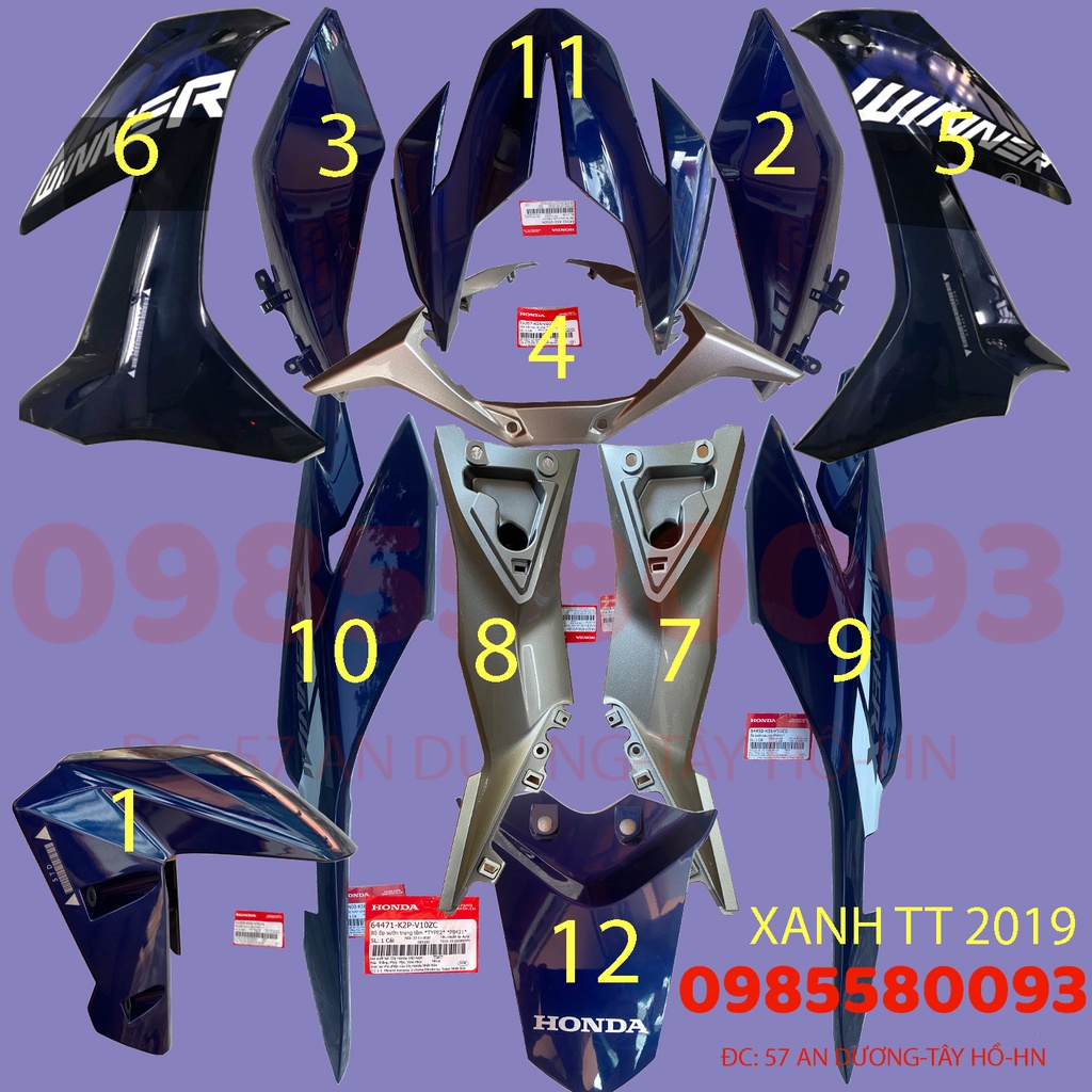 VỎ XE, YẾM XE Winner X Xanh Bạc Đen phiên bản thể thao (có bán lẻ)