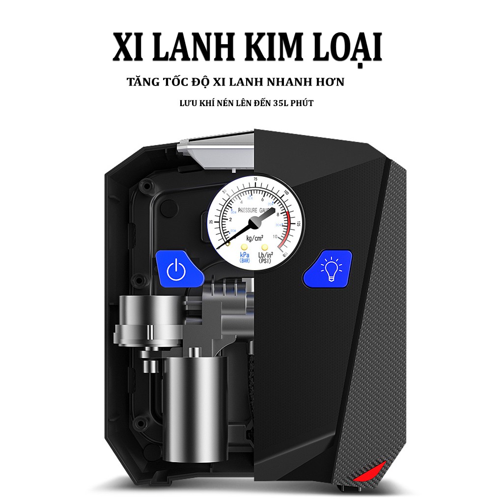 Bơm Lốp Ô Tô AIKESI - Loại Kim Đồng Hồ,Lực Bơm Mạnh