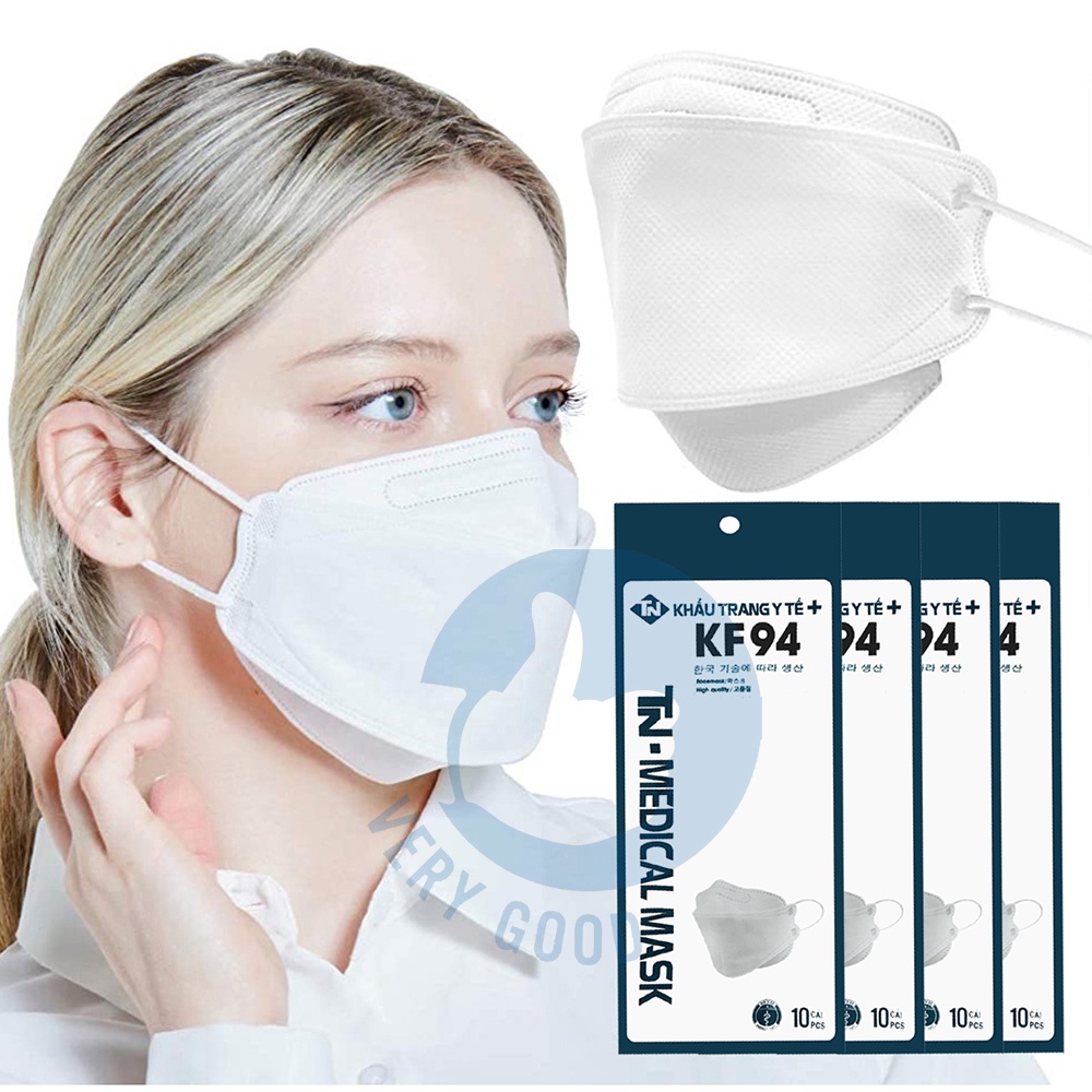 Khẩu trang y tế 3D Mask 4 lớp KF94 túi 10c kháng khuẩn kiểu hàn quốc chống bụi thoáng khí nhiều màu có trắng túi zip