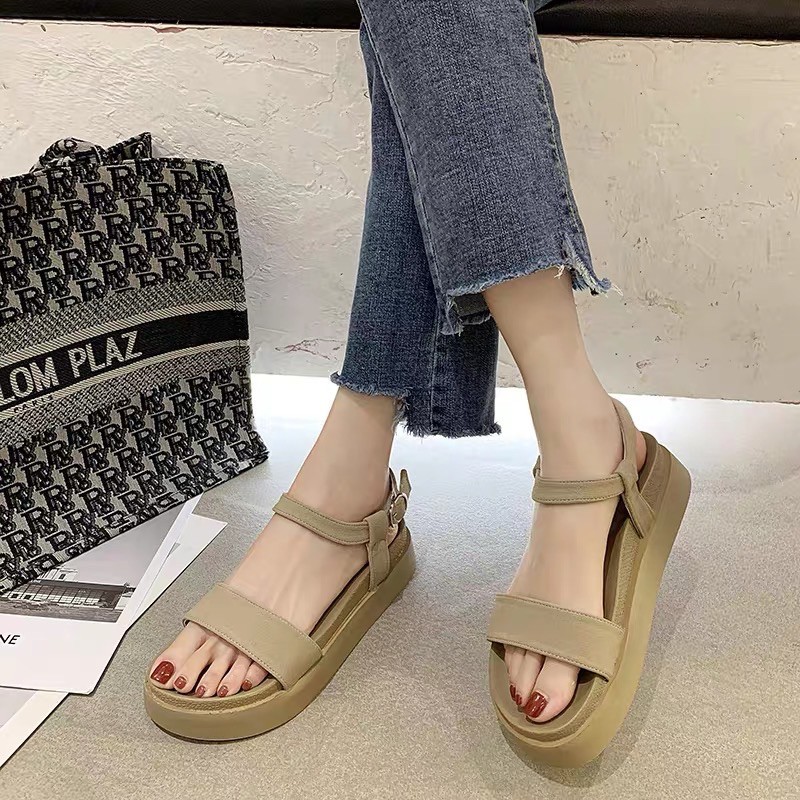 (ORDER) DÉP SANDAl đế Bánh Mỳ quai nẹp ngang có khuy cài