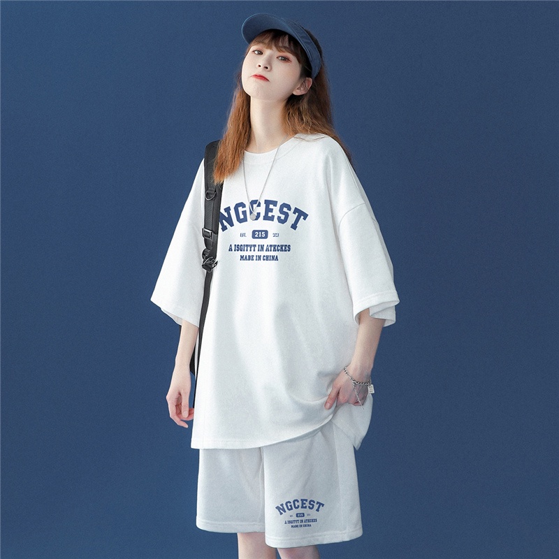 ( Freeship ) Bộ Đồ Thun Phối Chữ 2 Sản Phẩm Áo Kèm Quần Cực Kute Phong Cách Trẻ Trung Năng Động - Fom Dáng Nam Nữ