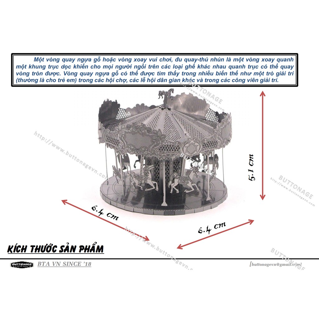 Mô Hình Lắp Ráp 3d Vòng Đu Quay Ngựa Gỗ