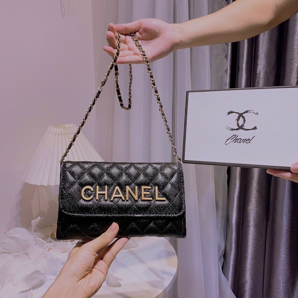 túi xách nữ vừa đeo chéo vừa cầm tay tang cha.nel vàng hot T028