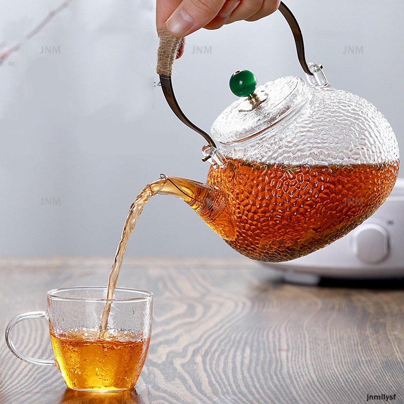 Ấm Trà Thủy Tinh Với Tay Cầm Bằng Đồng Dung Tích Lớn 900Ml