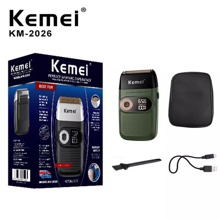 Máy cạo râu, cạo khô Kemei km- 2026 pin Lithium siêu bền, động cơ mạnh mẽ thiết kế chống ồn chạy rất êm mượt