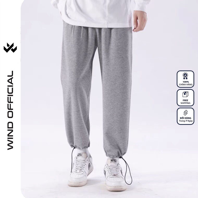 Quần jogger ống rộng bó chun unisex dây rút basic nam nữ oversize ullzang