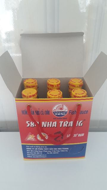 Thùng 6 chai nước mắm 35 độ đạm 584 Nha Trang loại chai nhựa 180ml