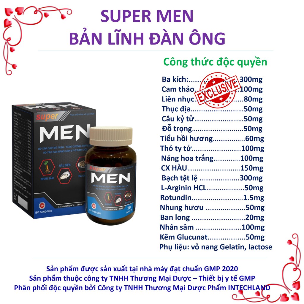 [DỨT ĐIỂM YẾU SINH LÝ] Tinh chất hàu biển SUPER MEN cải thiện tình trạng xuất tinh sớm yếu sinh lý rối loạn cương dương