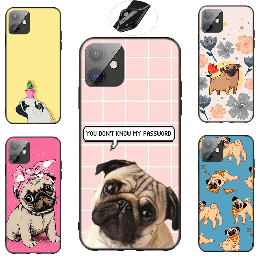 iPhone XR X Xs Max 7 8 6s 6 Plus 7+ 8+ 5 5s SE 2020 Casing Soft Case 24SF Cute Cartoon Pug Pet Cut Dog mobile phone case