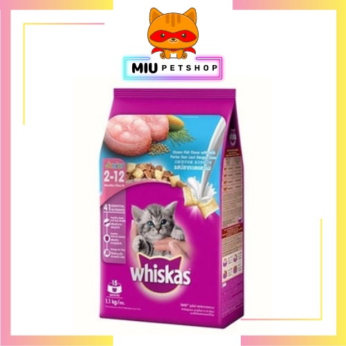 Thức ăn hạt whiskas cho mèo con 1.1kg và mèo trưởng thành whiskas 1.2kg