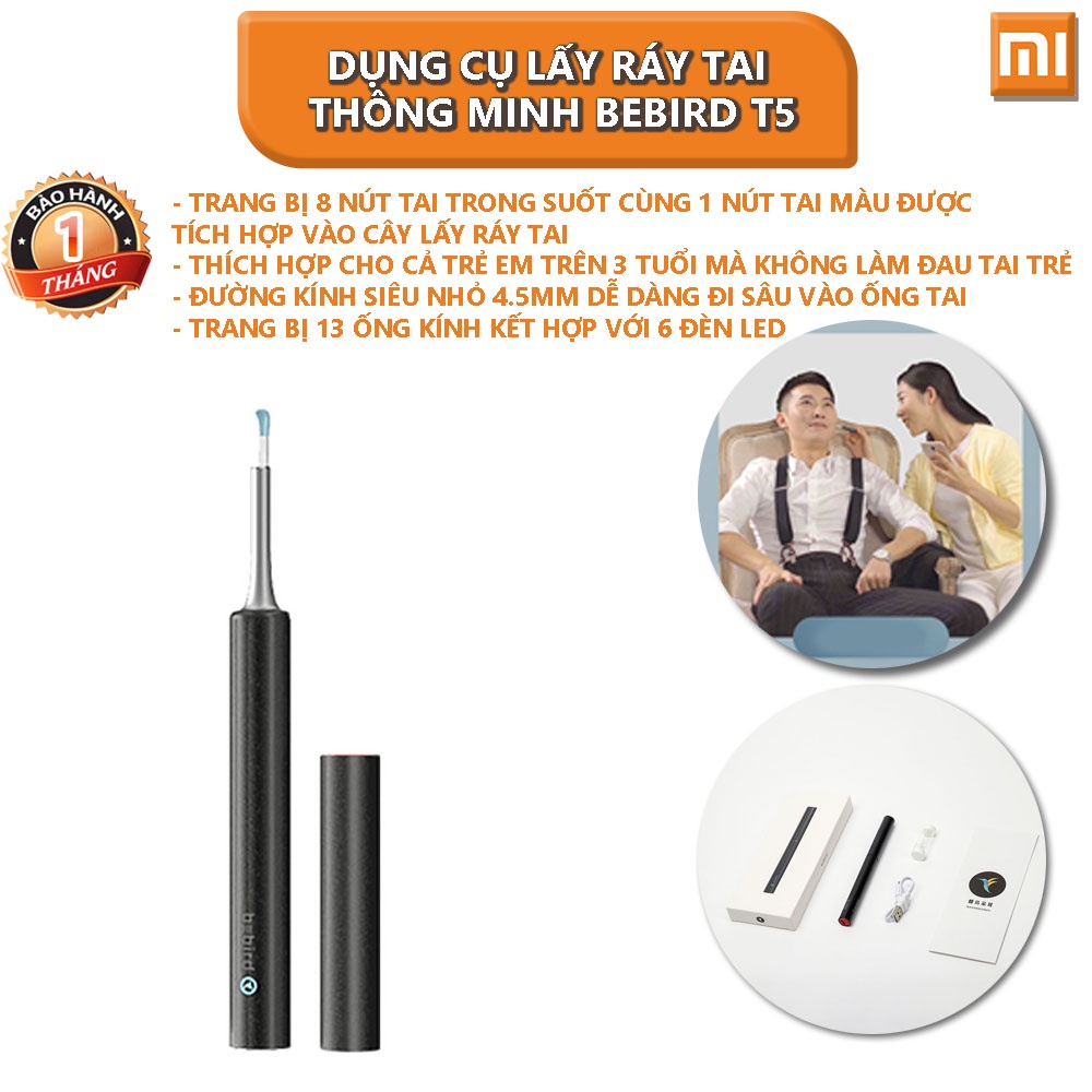 [Mã BMBAU50 giảm 7% đơn 99K] Dụng cụ lấy ráy tai thông minh Bebird T5 nội soi hd earpicker bảo hành 1 tháng