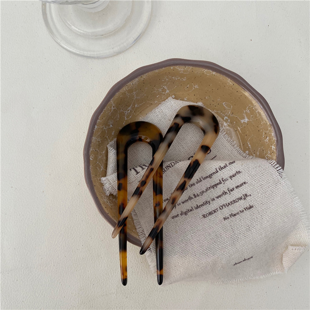 Trâm Cài Tóc Chữ U Họa Tiết Da Báo Thời Trang Cho Nữ