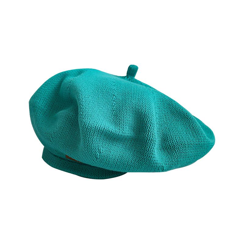 Mũ Beret Dệt Kim Màu Xanh Lam Hồ Dệt Kim ins Influencer Showing Face Phong Cách Họa Sĩ Nhật Bản Cho Nữ