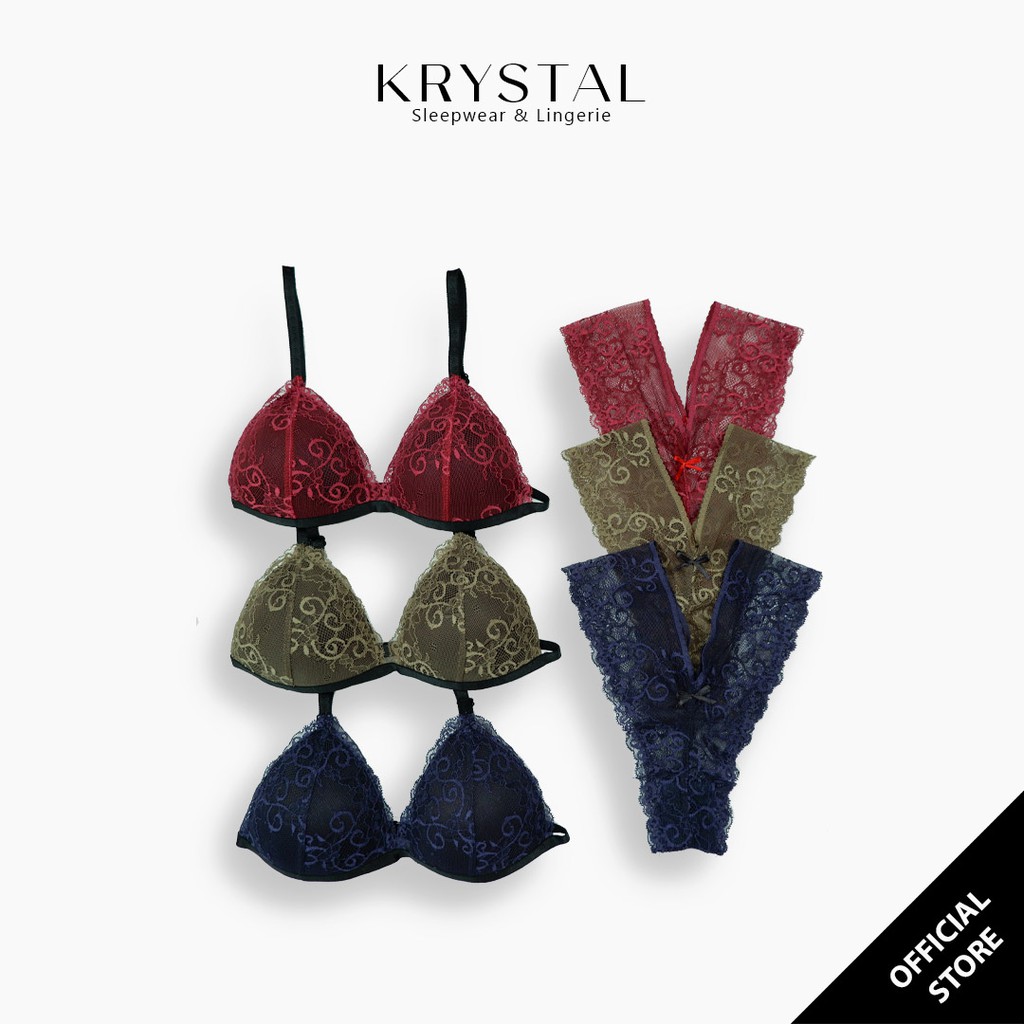 Bộ đồ lót ren lưới không gọng mút mỏng KRYSTAL KB66 | BigBuy360 - bigbuy360.vn