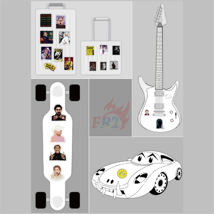 Set 50 nhãn dán họa tiết Post Malone Series 01 - ca sĩ nhạc POP trang trí laptop/hành lý/ván trượt