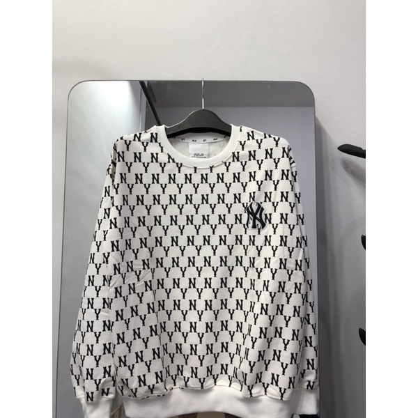 ÁO NỈ M L B MONOGRAM DÀI TAY VẢI DA CÁ DÀY DẶN LOẠI ĐẸP-LOGO THÊU