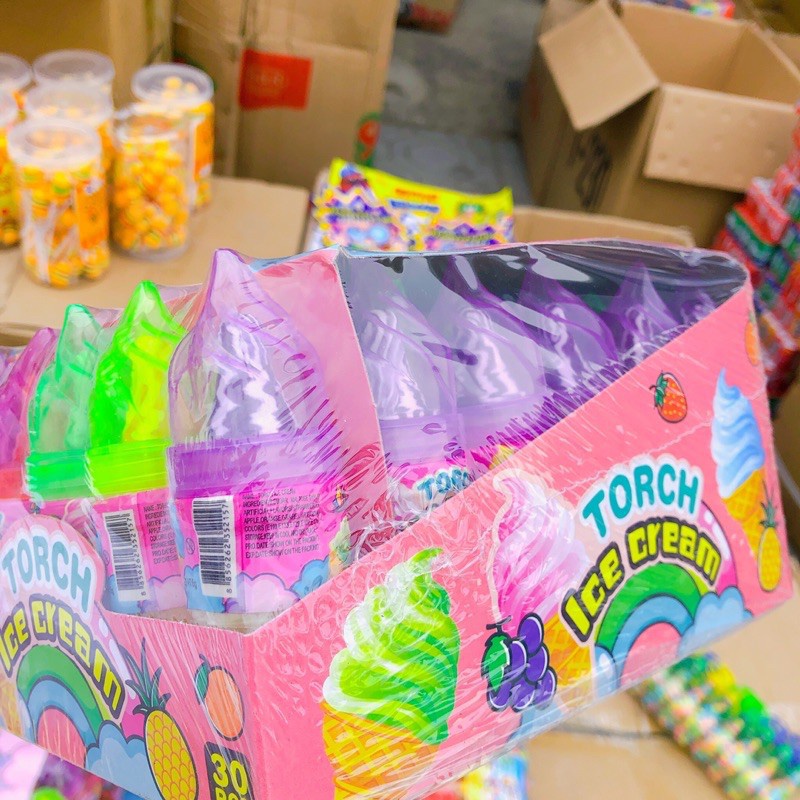 Lốc Kẹo Kem Ốc Quế 30 Chiếc Kẹo Sắc Màu Vị Trái Cây, Sỉ Đồ Ăn Vặt Trẻ Em Hà Nội Mút Chỉ Shop