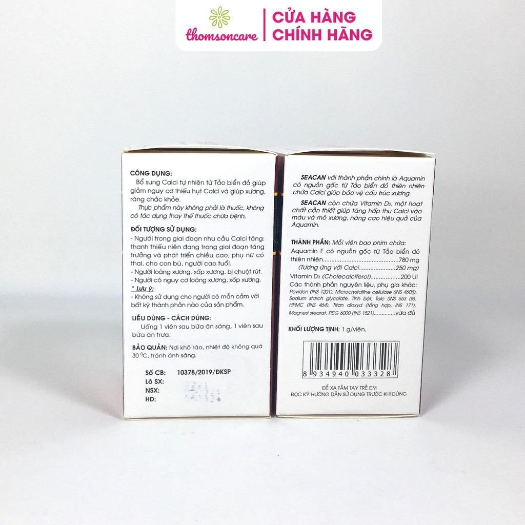 Bổ sung canxi từ tảo biển Seacan - Lọ 60 viên Chính hãng Traphaco | BigBuy360 - bigbuy360.vn