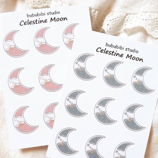 tờ sticker hình trăng khuyết nhỏ màu pastel dùng trang trí sổ nhật ký, planner