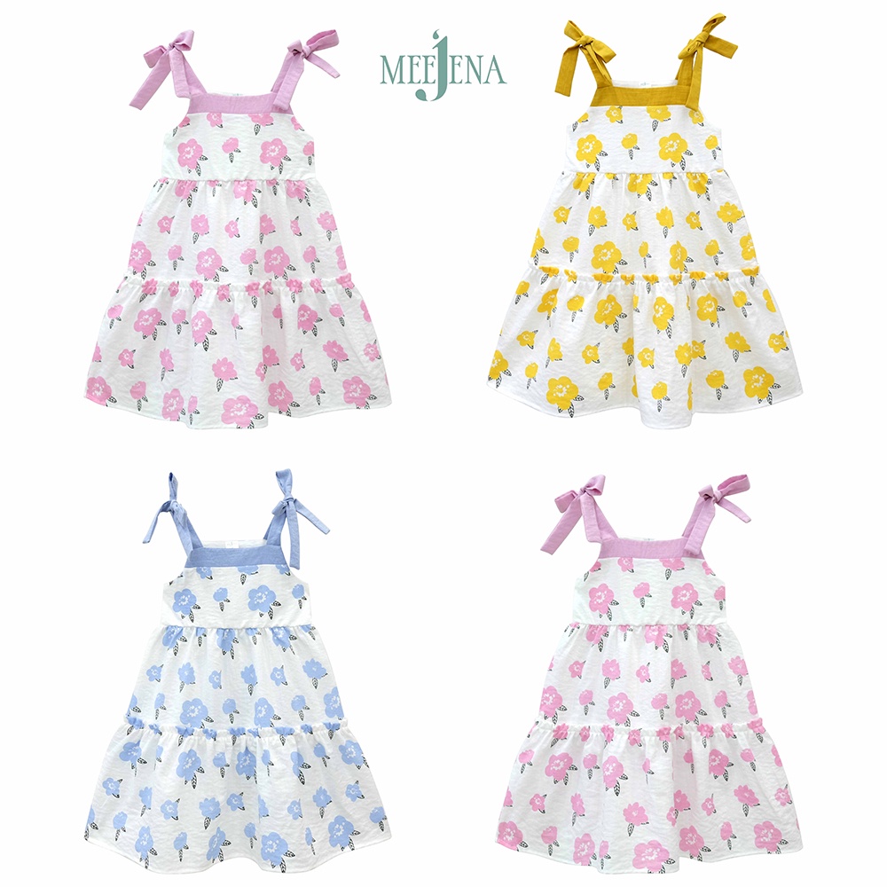 Váy bé gái thắt nơ vai 14 - 34 kg MEEJENA - 100% COTTON 4C - 2057