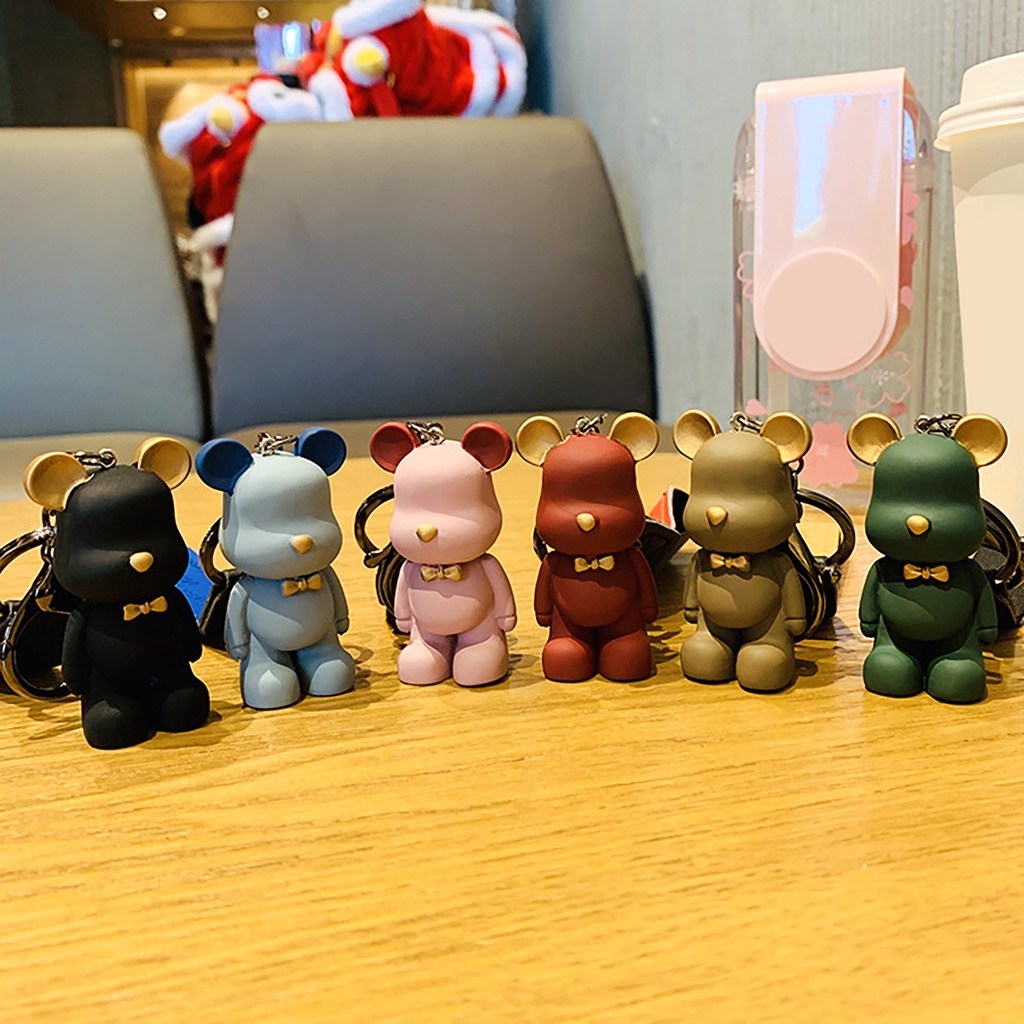 Móc khóa gắn ba lô mini hình gấu hoạt hình không phai màu thân thiện với làn da