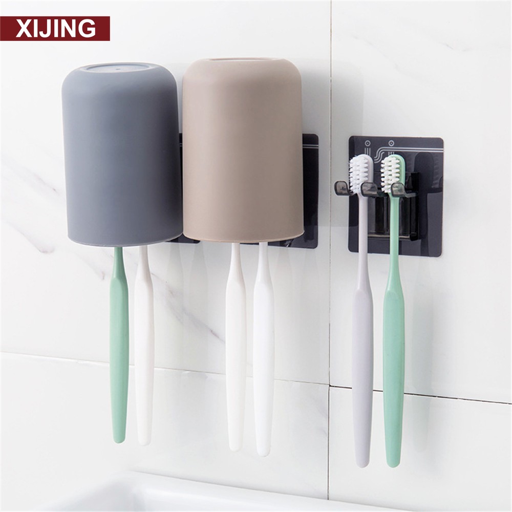 Giá giữ bàn chải đánh răng và cốc dán tường chắc chắn không cần khoan dùng trong nhà