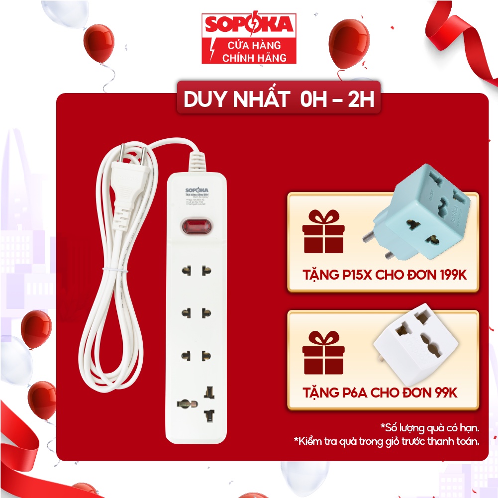 Ổ Cắm Điện Chịu Tải 2200W SOPOKA 3M2-6M2 Ổ Điện Công Tắc An Toàn