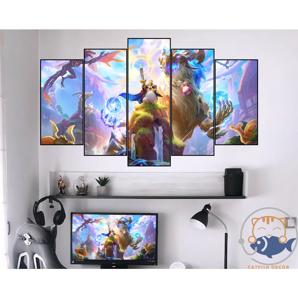 Tranh dán tường decor góc gaming - LOL Dragon - bộ 1